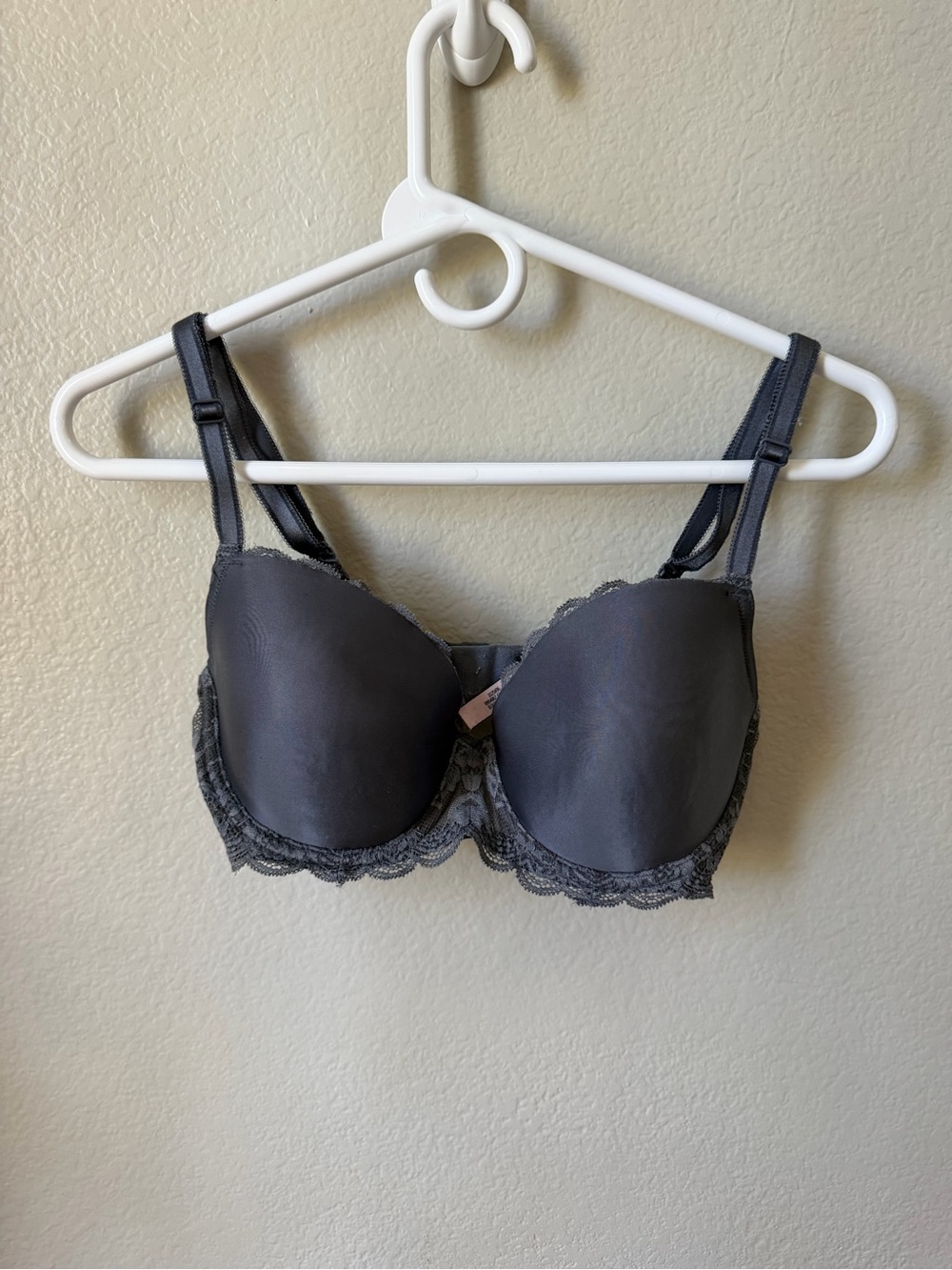 Victoria's Secret Dark Gray Lace-Trim Underwire Bra